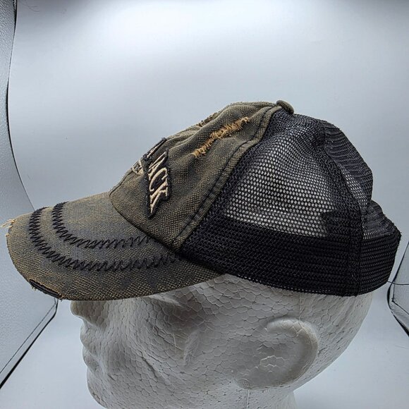 Panama Jack Mens One Size Gray Black Distressed Mesh Trucker Hat Adjustable - Picture 2 of 9